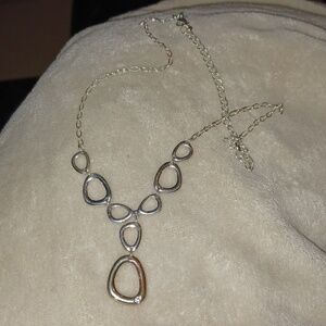 Silver tone SAQ necklace, 16"  rhinestone accent & 7" bracelet set